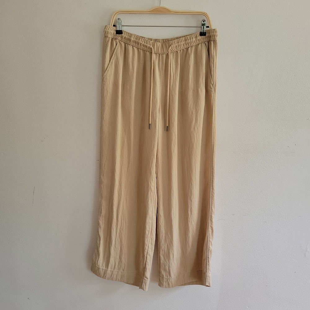 Calypso St Barth Wide Leg Pull On Pants‎ Large Beige Casual Minimalist Neutral